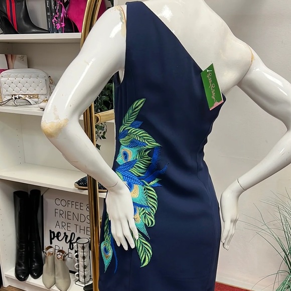 Lilly Pulitzer Navy Jamie Single Shoulder Dress NWT 0 - Picture 3 of 7
